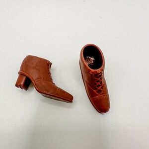 VTG Barbie Doll Shoes Booties Oxford Loafer Heels Brown Preppy Mattel 90's
